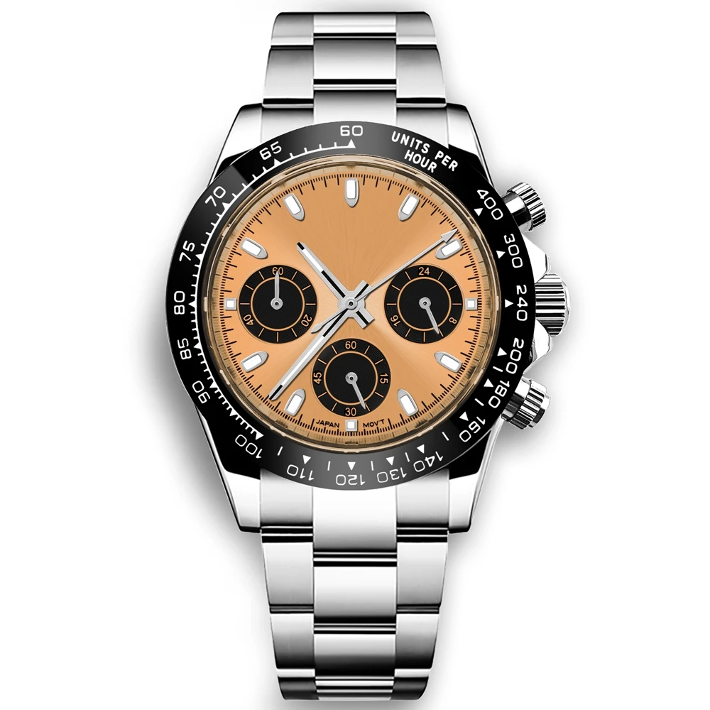 Custom Logo 40MM Luxury VK63 Quartz Men Watch For Man 24 Hours Multifunction Sport Full Chronograph Time Running Second Watches