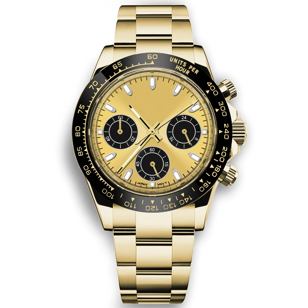 Custom Logo 40MM Luxury VK63 Quartz Men Watch For Man 24 Hours Multifunction Sport Full Chronograph Time Running Second Watches