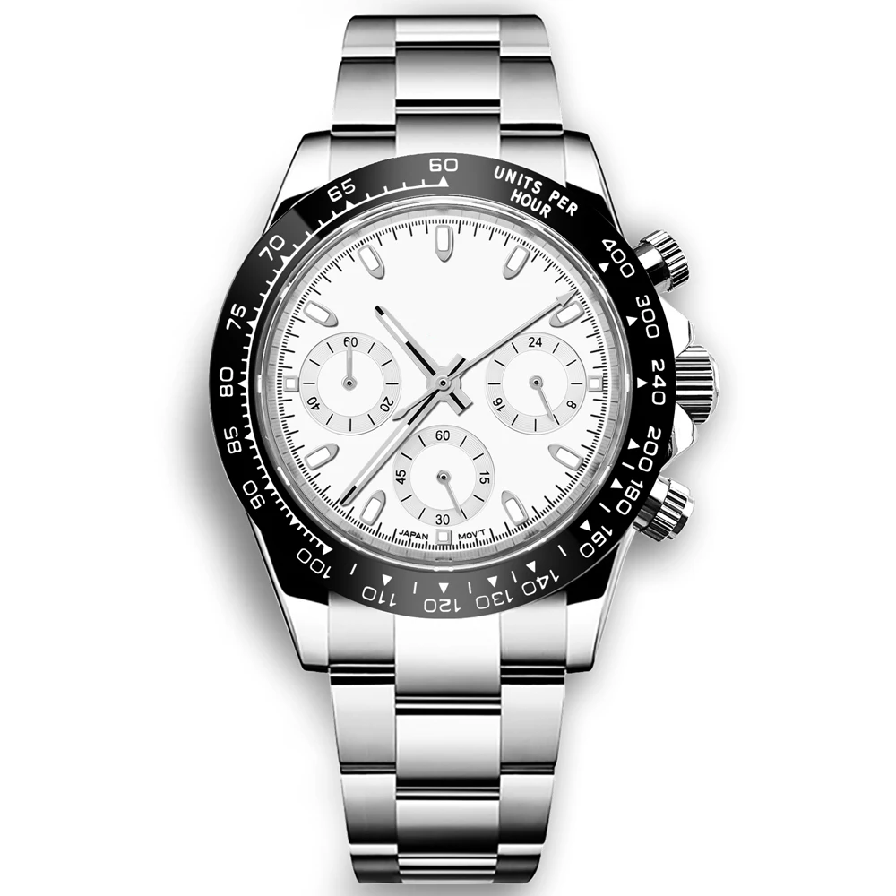 Custom Logo 40MM Luxury VK63 Quartz Men Watch For Man 24 Hours Multifunction Sport Full Chronograph Time Running Second Watches
