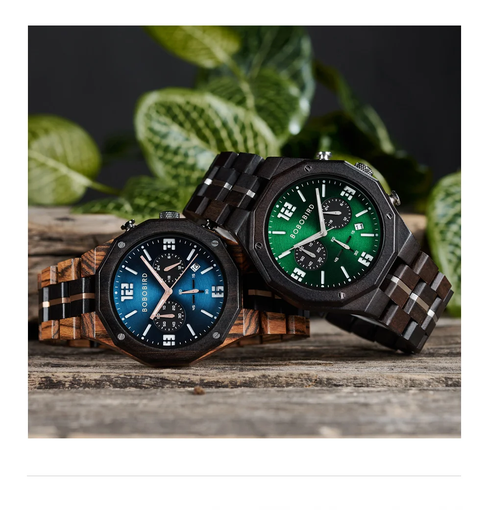 Custom Wooden Mens Watches Date Display Quartz Wristwatch Fashion Customized Name Back Text Relogio Masculino Dropshipping