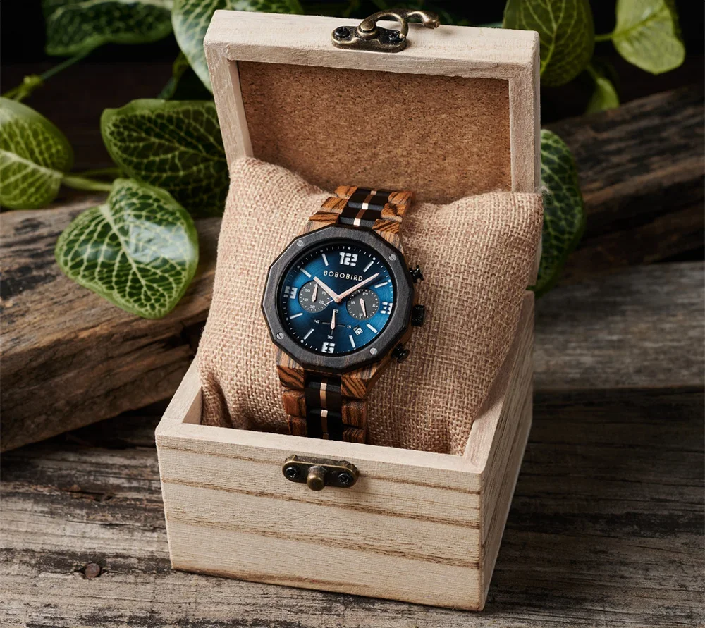 Custom Wooden Mens Watches Date Display Quartz Wristwatch Fashion Customized Name Back Text Relogio Masculino Dropshipping