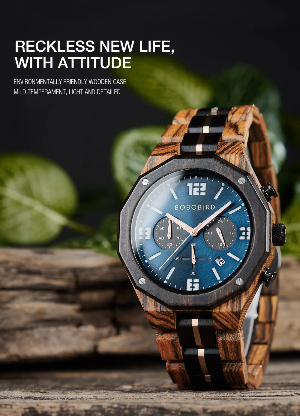 Custom Wooden Mens Watches Date Display Quartz Wristwatch Fashion Customized Name Back Text Relogio Masculino Dropshipping