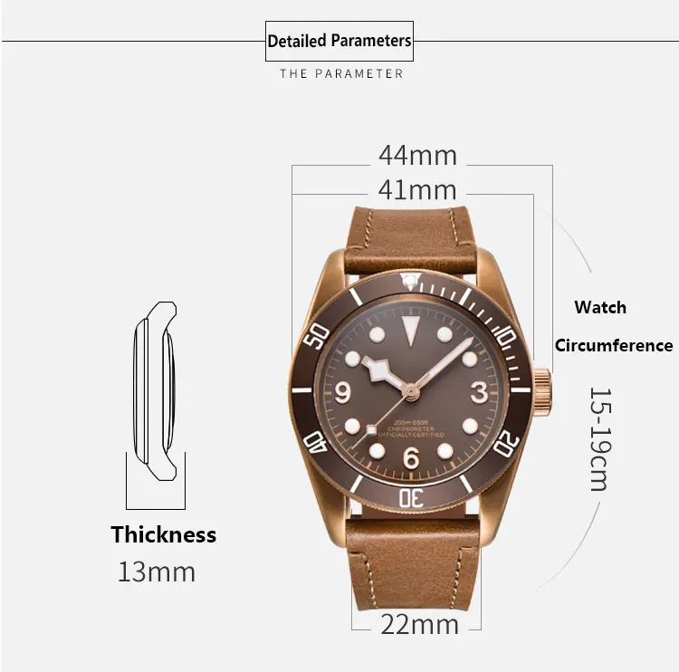 Custom Logo NH35A Miyota Sport 20ATM Watch PVD Coffee Bronze Case Sapphire Glass Luminous Deployant Clasp Deepwaterproof