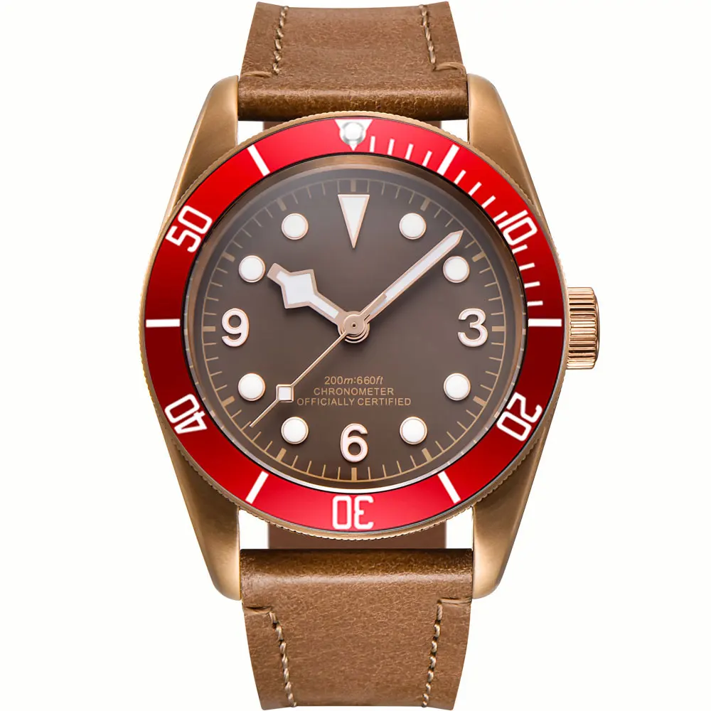 Custom Logo NH35A Miyota Sport 20ATM Watch PVD Coffee Bronze Case Sapphire Glass Luminous Deployant Clasp Deepwaterproof