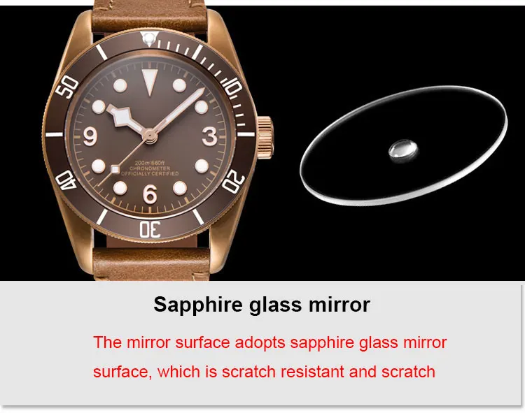 Custom Logo NH35A Miyota Sport 20ATM Watch PVD Coffee Bronze Case Sapphire Glass Luminous Deployant Clasp Deepwaterproof