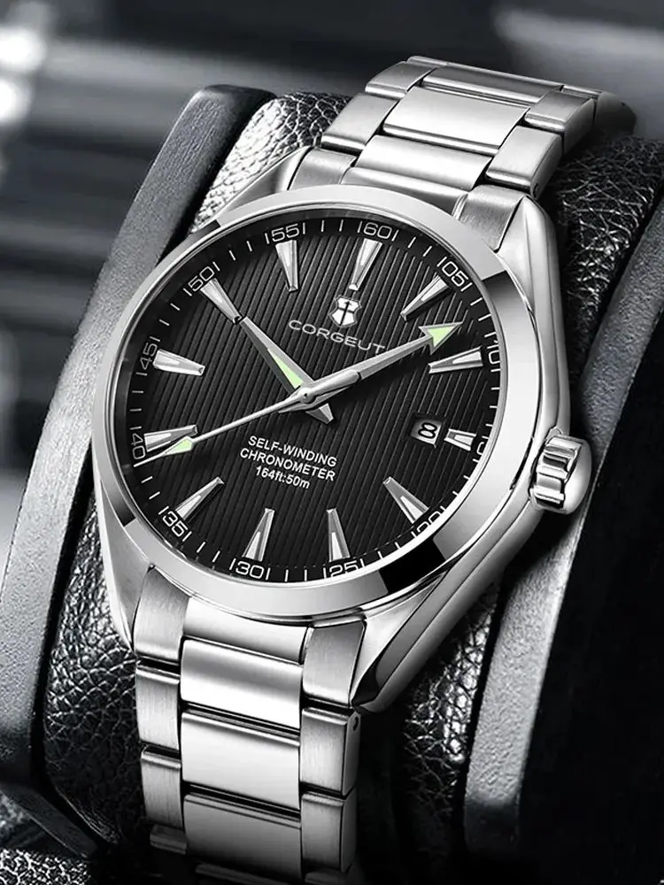 Luxury NH35 Movt Custom Logo 41mm Man Sport Automatic Relogio Masculino Mechanical Wristwatch Sapphire Steel Band Men's Watch