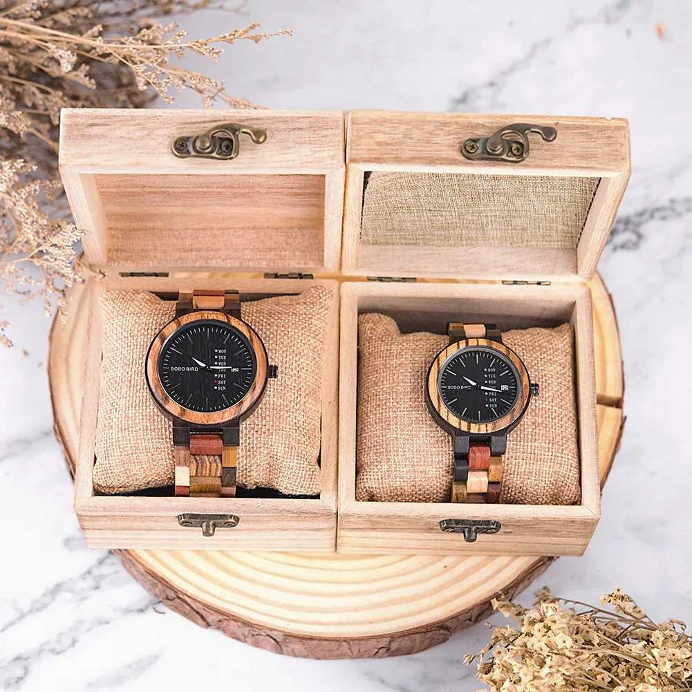 BOBO BIRD Wooden Men Watch Fashion Business Week And Date Display Quartz Timepiece Customize Logo Great Gift Relogio Masculino