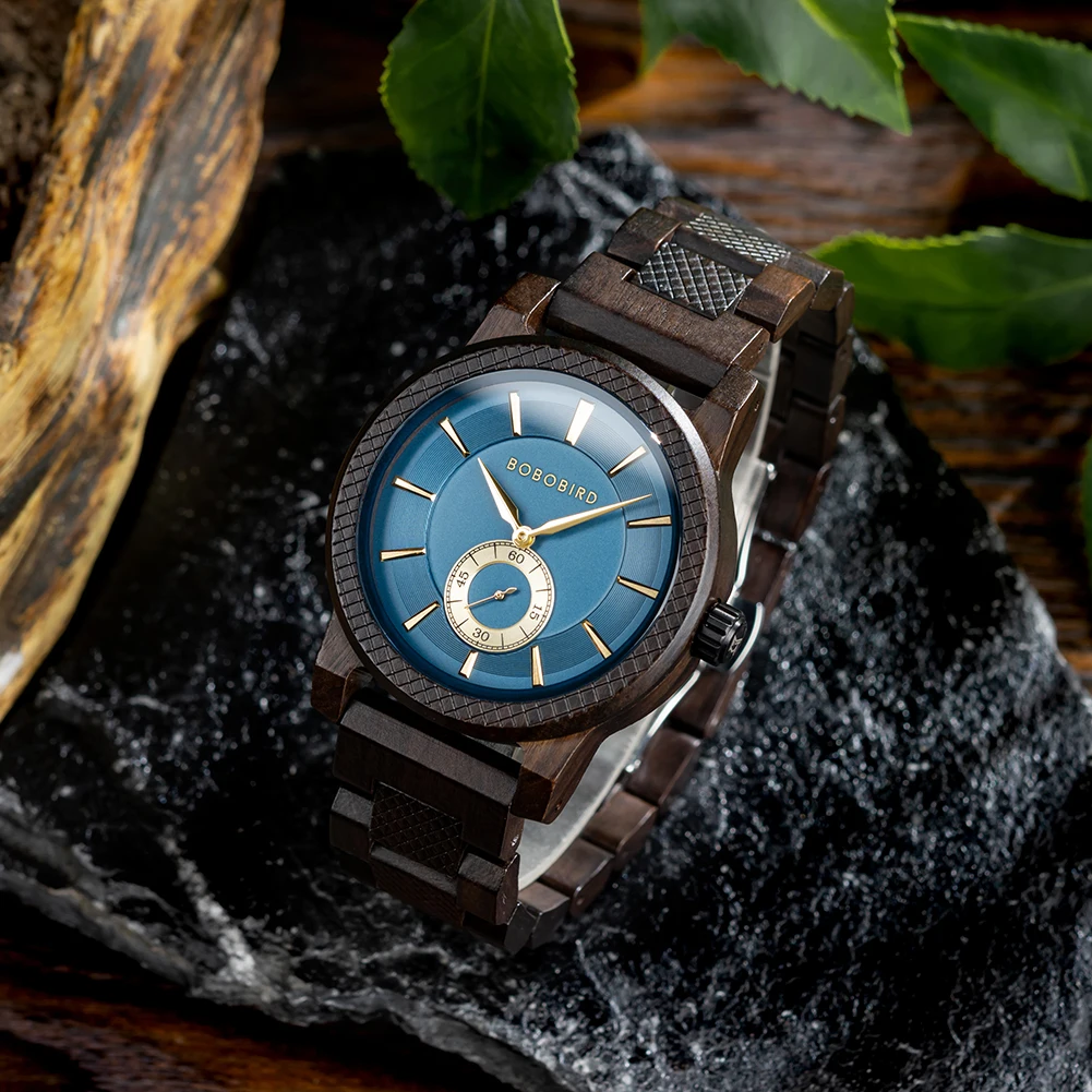 BOBOBIRD Wooden Watch Top Fashion Casual Clock Quartz Wristwatch Engraved Custom Logo Man Watches Best Man Gift Wood Box