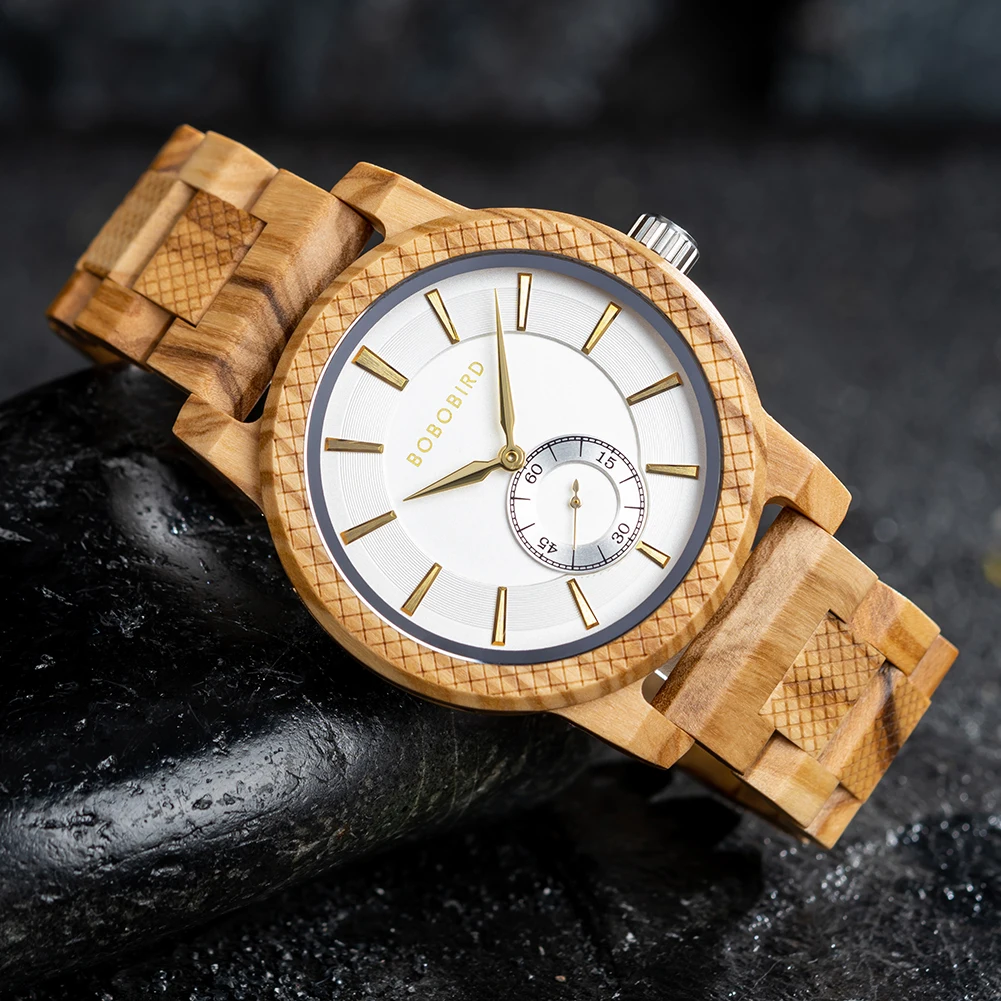 BOBOBIRD Wooden Watch Top Fashion Casual Clock Quartz Wristwatch Engraved Custom Logo Man Watches Best Man Gift Wood Box