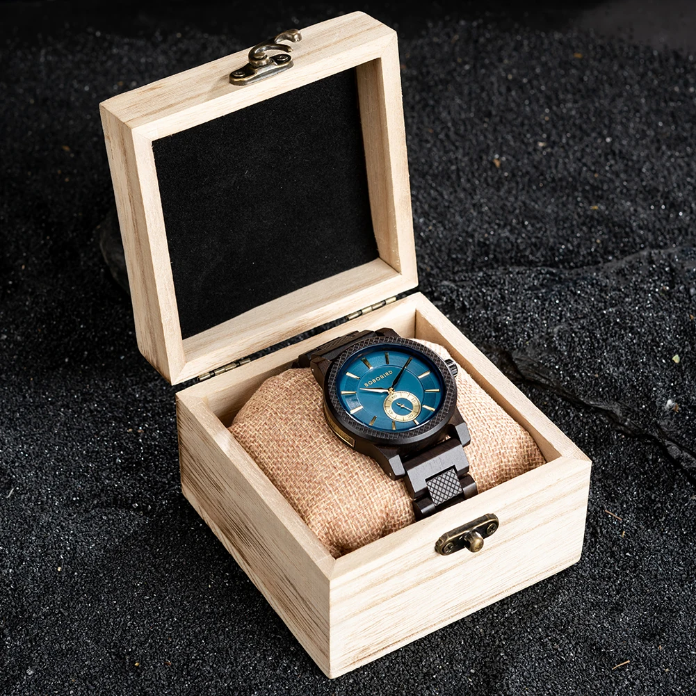 BOBOBIRD Wooden Watch Top Fashion Casual Clock Quartz Wristwatch Engraved Custom Logo Man Watches Best Man Gift Wood Box