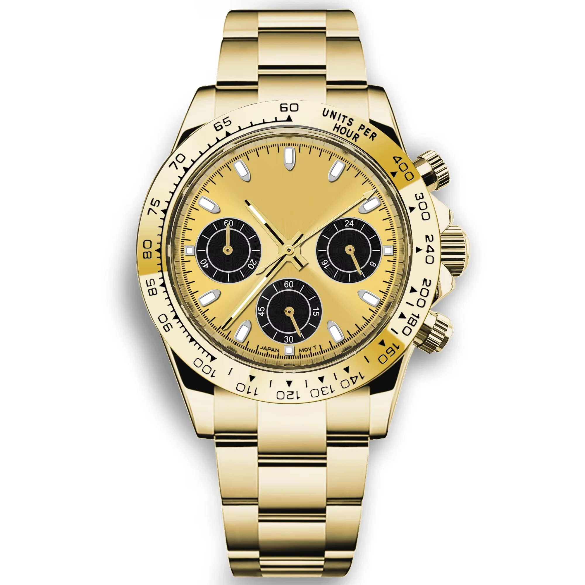 Customized 39mm Men's Luxury Quartz Watch Chronograph Fashion Sapphire Trendy Sports Steel Band Wrist Watches Corgeut