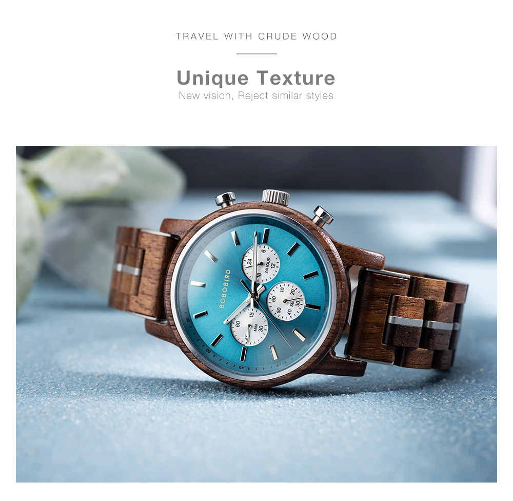 Wooden Watch Men BOBOBIRD Top Brand New Fashion Sport Quartz Wristwatch Chronograph Engraved Watch Anniversary Gift Personalized