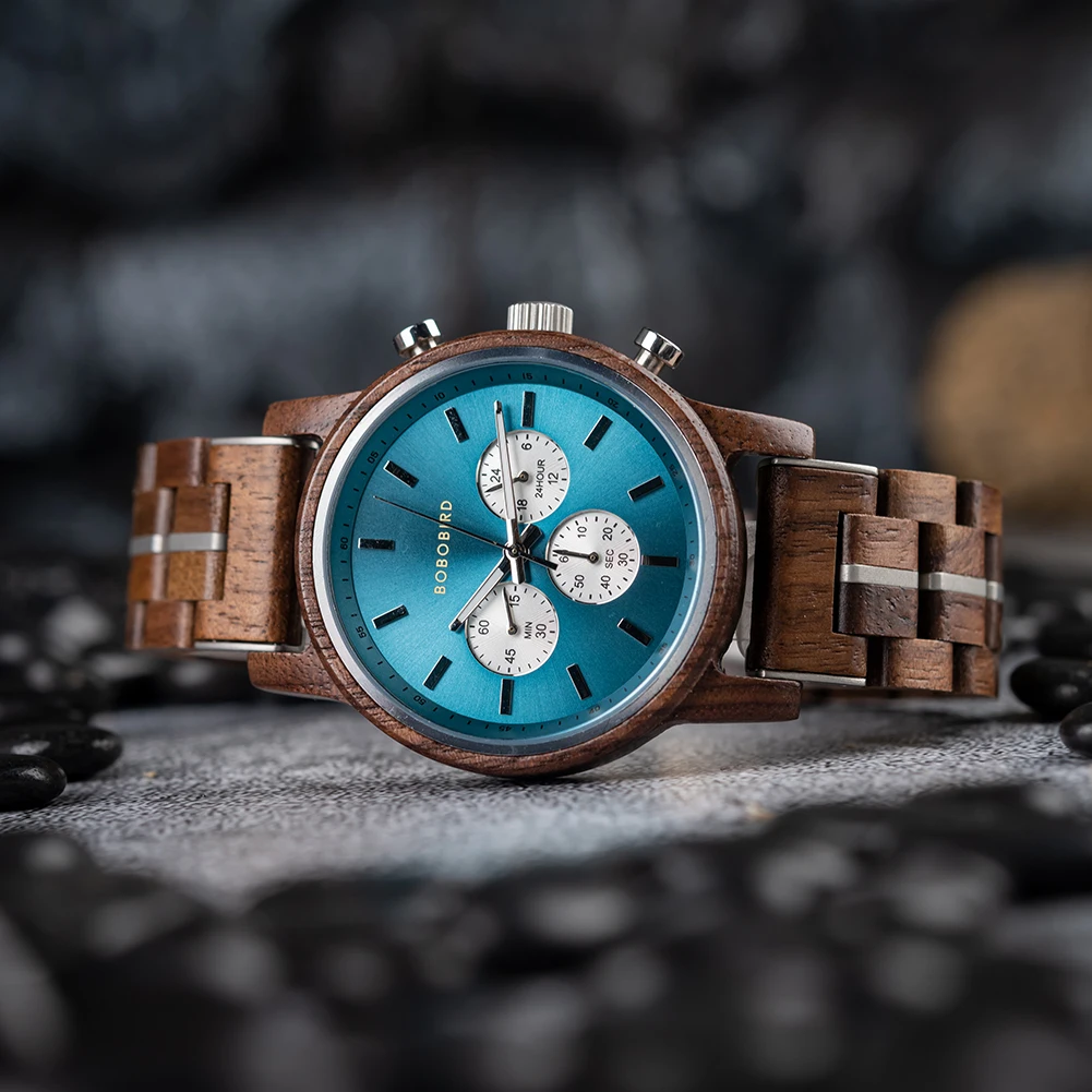 Wooden Watch Men BOBOBIRD Top Brand New Fashion Sport Quartz Wristwatch Chronograph Engraved Watch Anniversary Gift Personalized