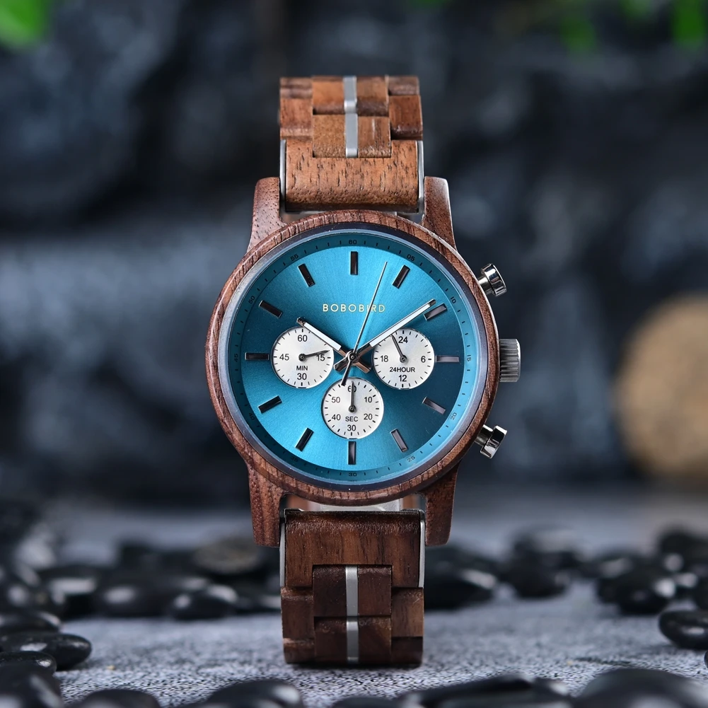 Wooden Watch Men BOBOBIRD Top Brand New Fashion Sport Quartz Wristwatch Chronograph Engraved Watch Anniversary Gift Personalized