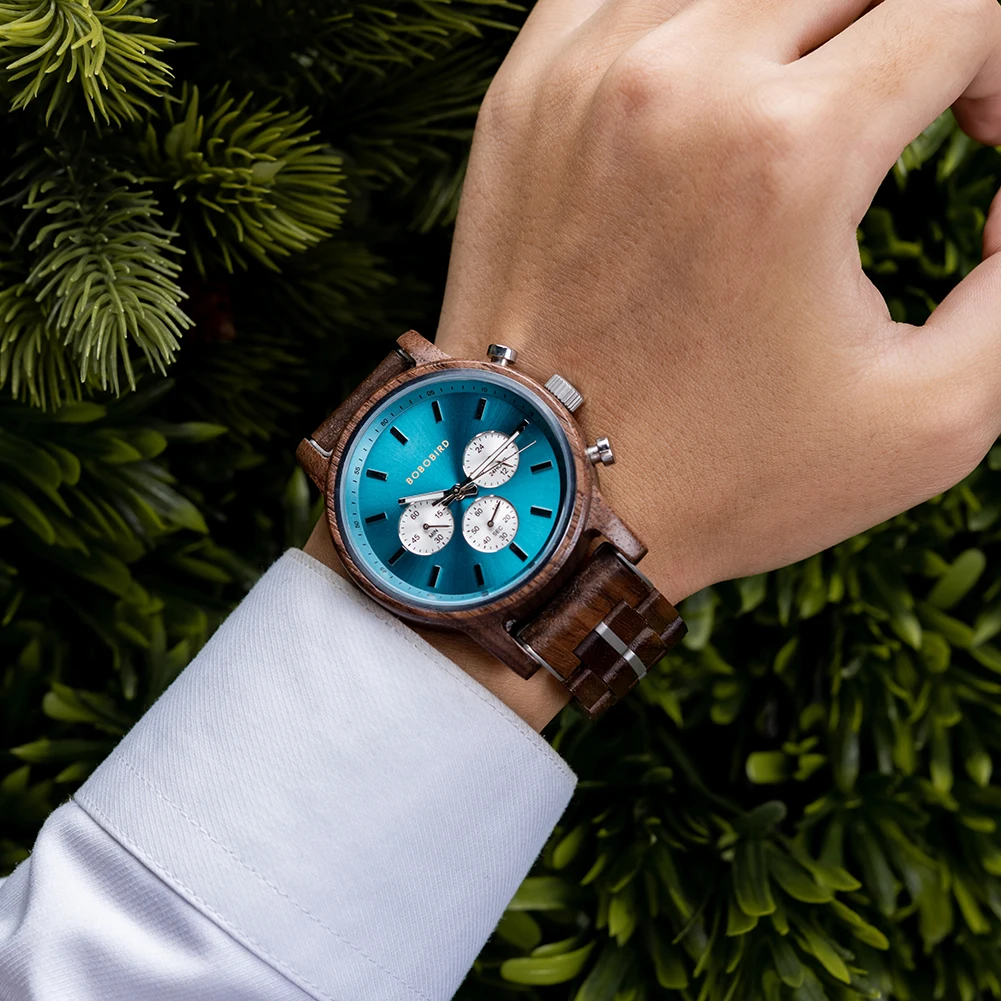 Wooden Watch Men BOBOBIRD Top Brand New Fashion Sport Quartz Wristwatch Chronograph Engraved Watch Anniversary Gift Personalized