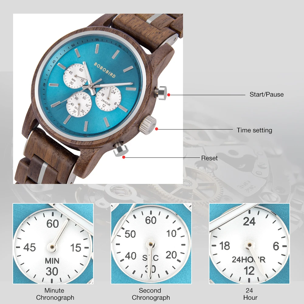 Wooden Watch Men BOBOBIRD Top Brand New Fashion Sport Quartz Wristwatch Chronograph Engraved Watch Anniversary Gift Personalized