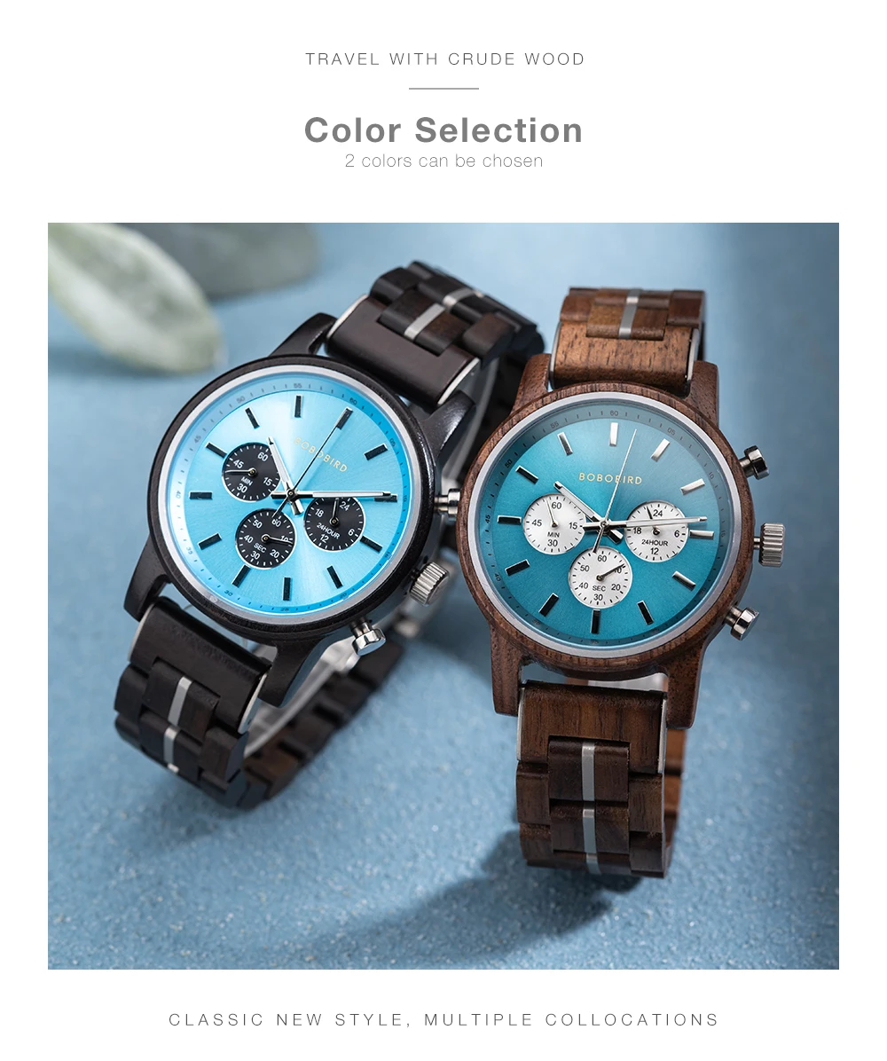 Wooden Watch Men BOBOBIRD Top Brand New Fashion Sport Quartz Wristwatch Chronograph Engraved Watch Anniversary Gift Personalized