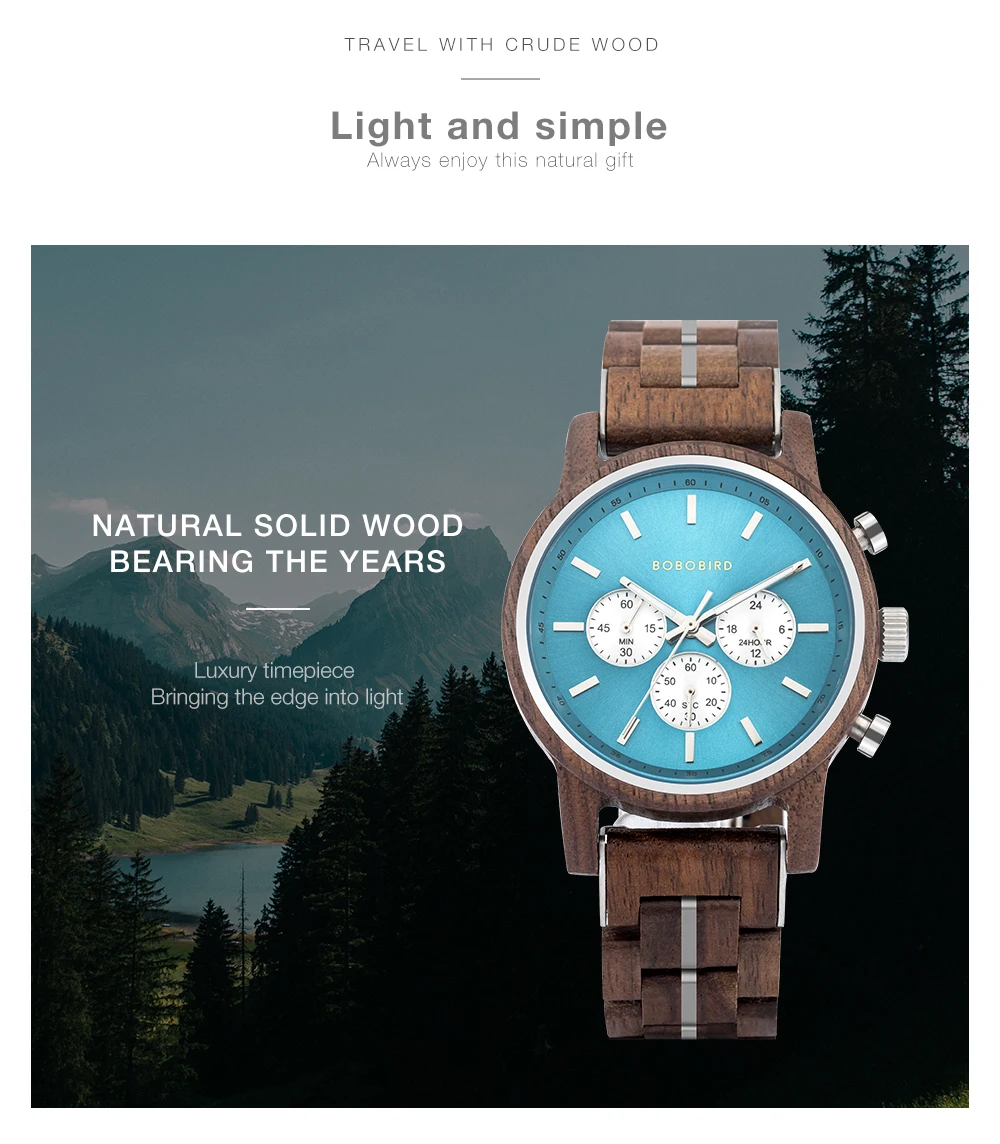 Wooden Watch Men BOBOBIRD Top Brand New Fashion Sport Quartz Wristwatch Chronograph Engraved Watch Anniversary Gift Personalized
