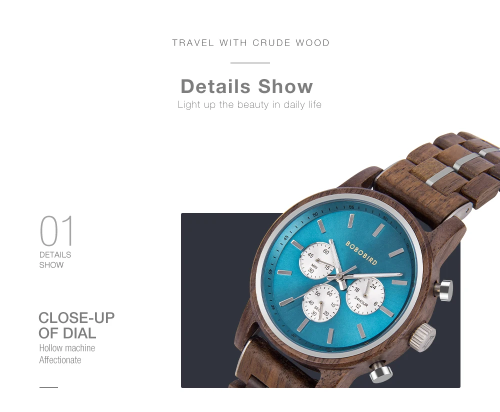Wooden Watch Men BOBOBIRD Top Brand New Fashion Sport Quartz Wristwatch Chronograph Engraved Watch Anniversary Gift Personalized