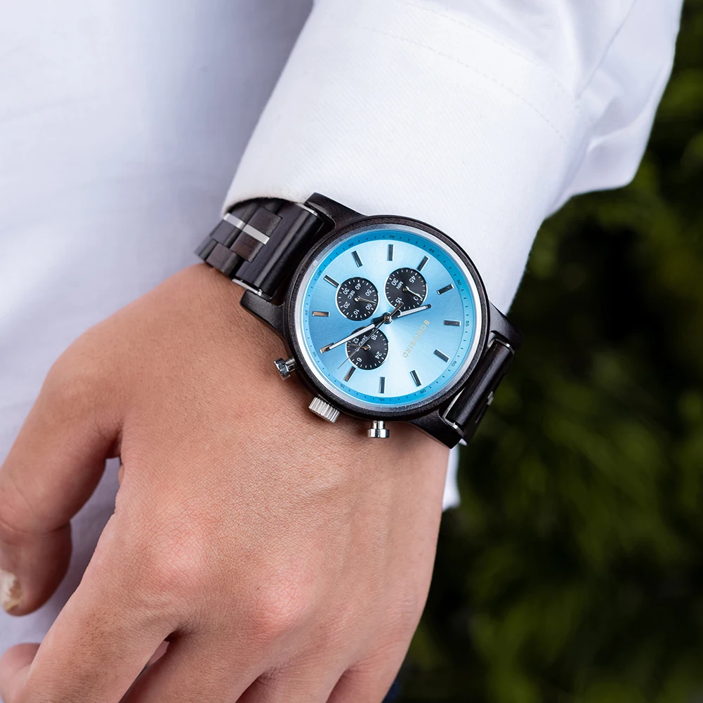 Wooden Watch Men BOBOBIRD Top Brand New Fashion Sport Quartz Wristwatch Chronograph Engraved Watch Anniversary Gift Personalized