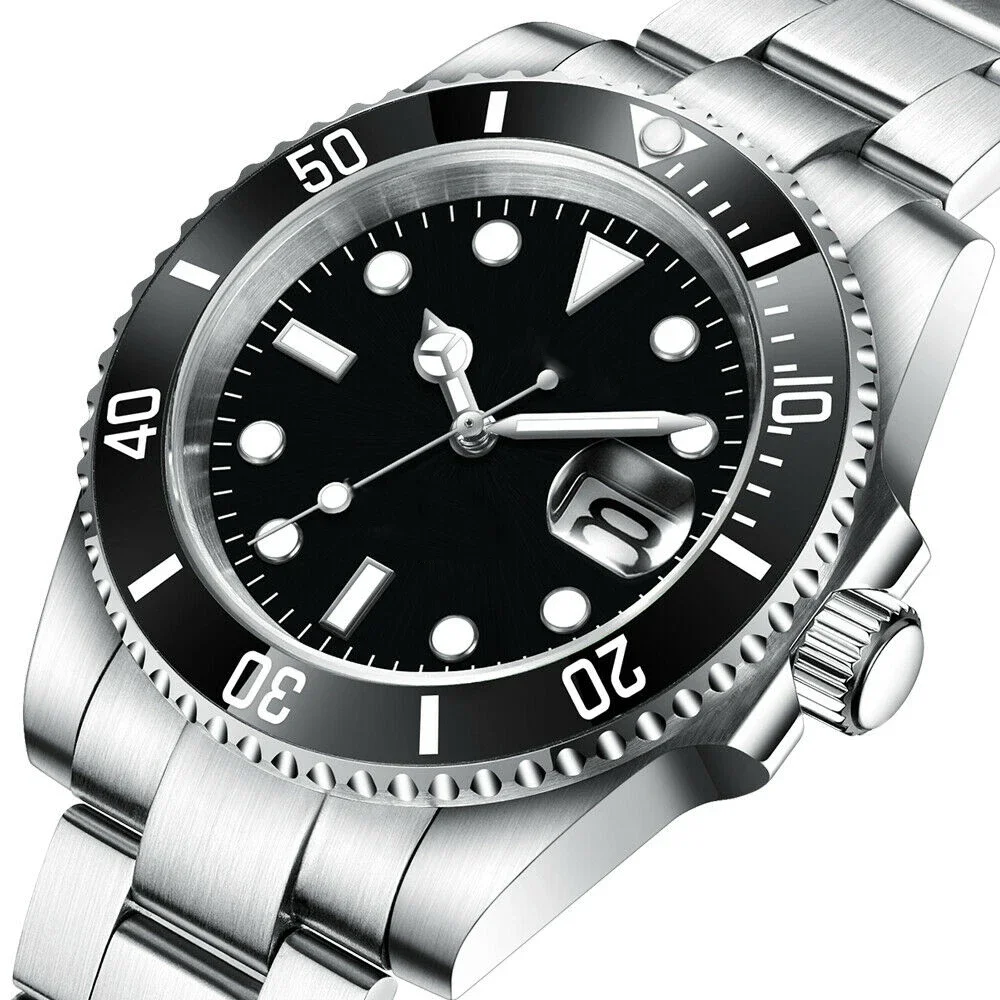 DIY Custom Logo 40MM Sapphire Miyota NH35 Mechanical Mens WristWatch Sterile Dial Ceramic 10Bar Luminous Sport Male Clock