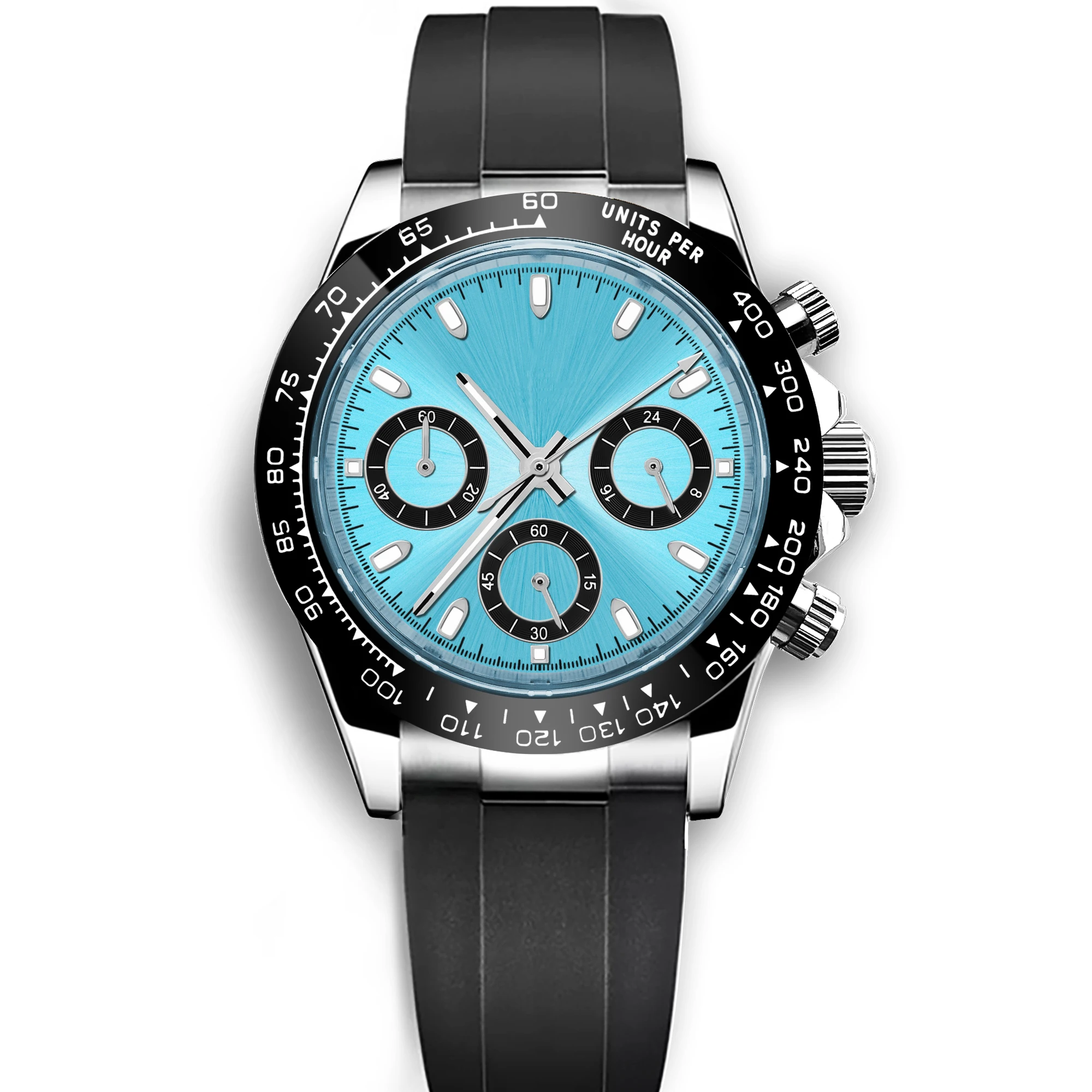 Corgeut Luxury Men's 39mm Quartz Watch Chronograph Sapphire Fashionable Trendy Stylish Sports Steel Band Wristwatch Custom Logo