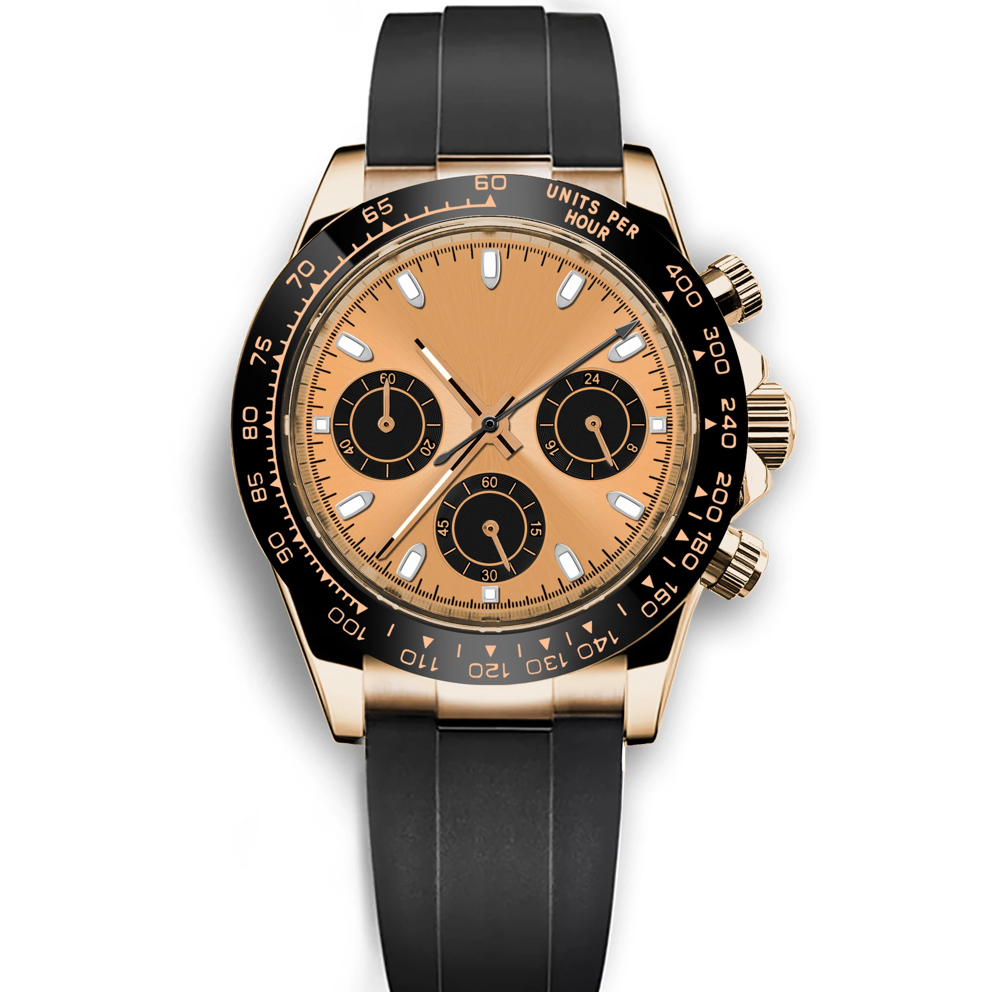 Corgeut Luxury Men's 39mm Quartz Watch Chronograph Sapphire Fashionable Trendy Stylish Sports Steel Band Wristwatch Custom Logo