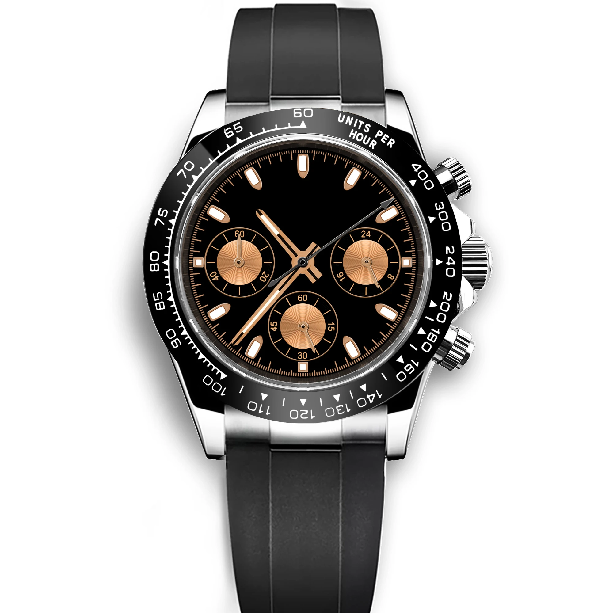 Corgeut Luxury Men's 39mm Quartz Watch Chronograph Sapphire Fashionable Trendy Stylish Sports Steel Band Wristwatch Custom Logo