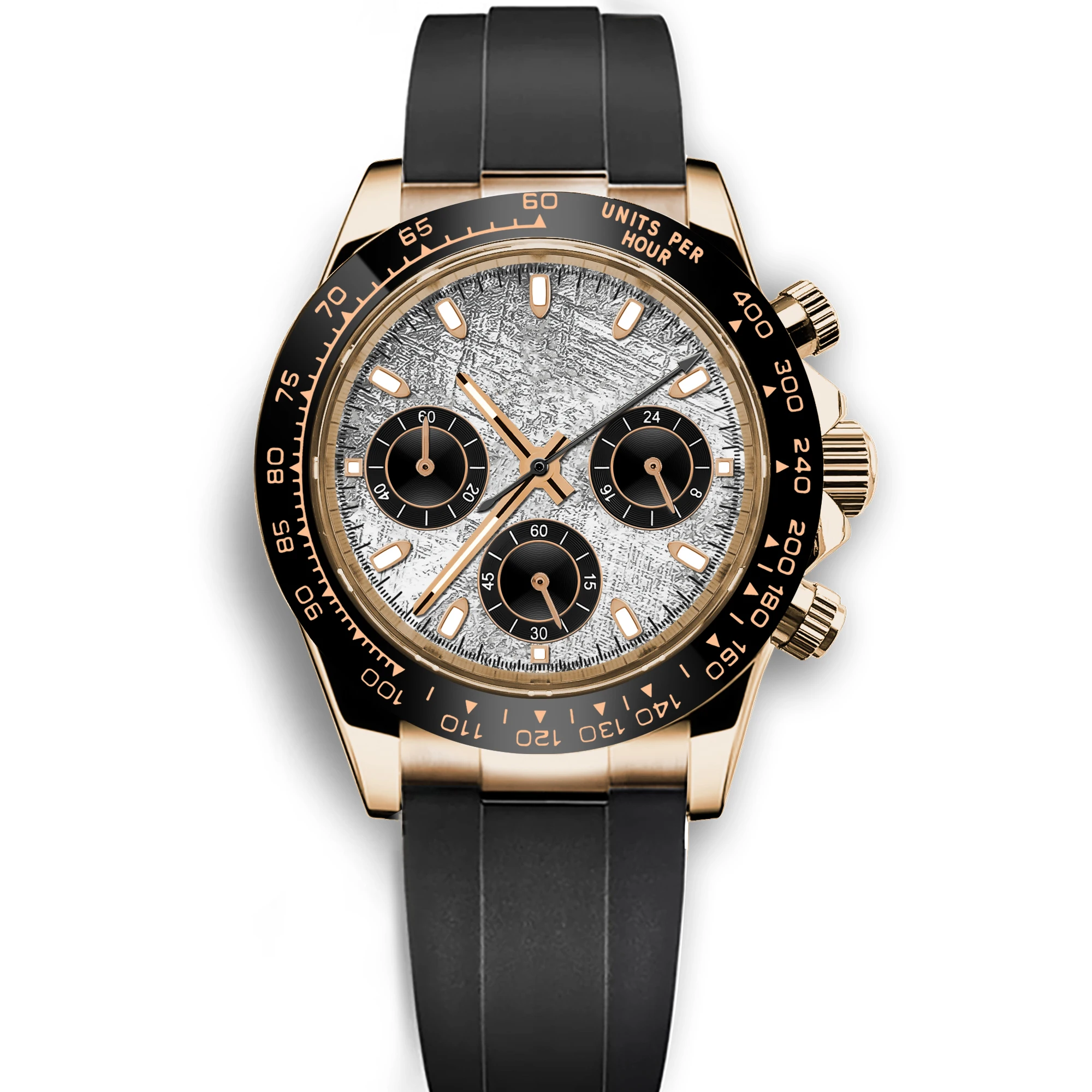 Corgeut Luxury Men's 39mm Quartz Watch Chronograph Sapphire Fashionable Trendy Stylish Sports Steel Band Wristwatch Custom Logo