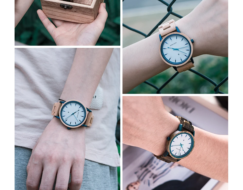 BOBO BIRD Luxury Men Watch Wooden Quartz Wristwatches Japanese Movement Fashion Women Timepiece Custom Gift Box Reloj De Hombre