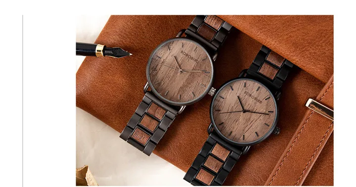 Custom Wood Men Watch Business Wrist Watches Wooden Stainless Steel as Best Gift Erkek Kol Saati Support Dropshipping