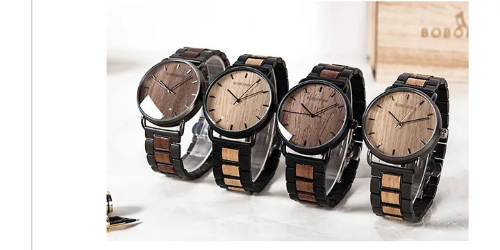 Custom Wood Men Watch Business Wrist Watches Wooden Stainless Steel as Best Gift Erkek Kol Saati Support Dropshipping