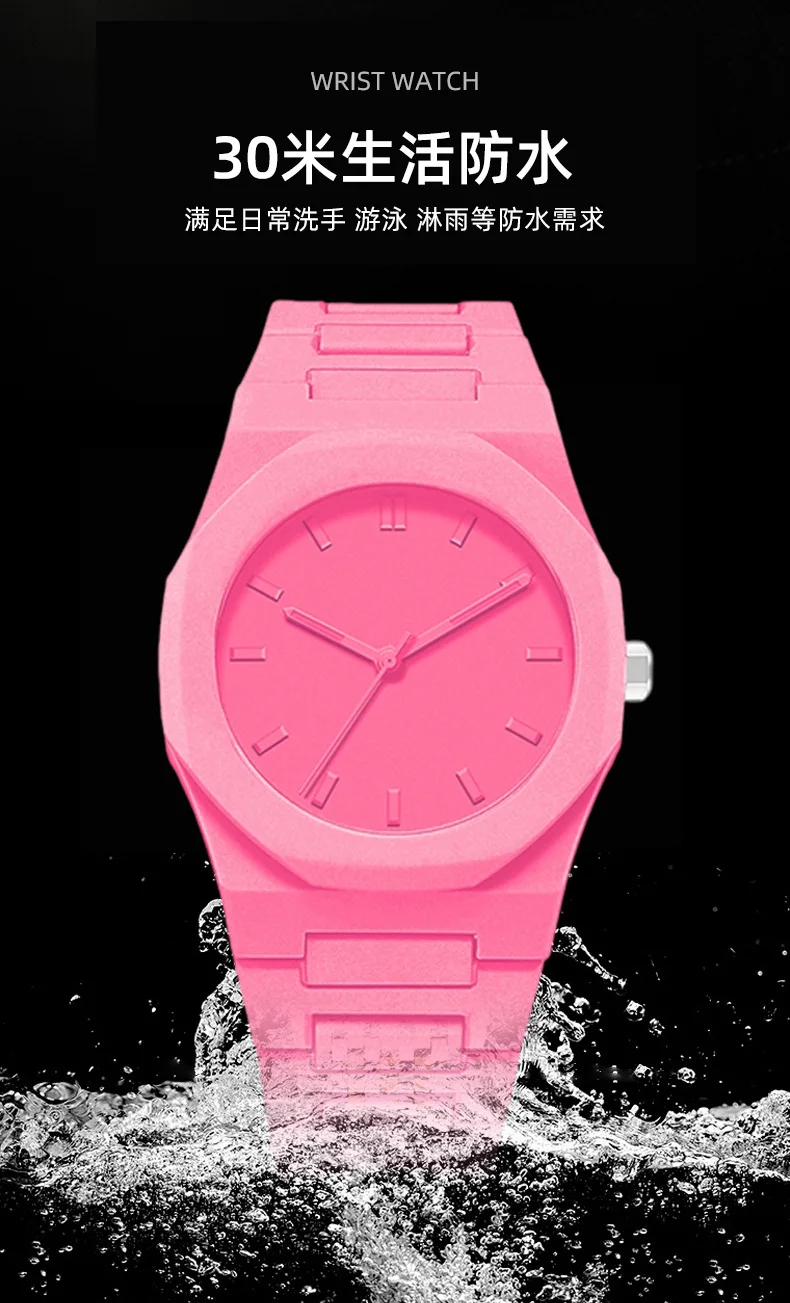 New Personalized and Fashionable Polycarbonate Candy Color DIY Personalized Brand Luminous Quartz Watch for Men and Women