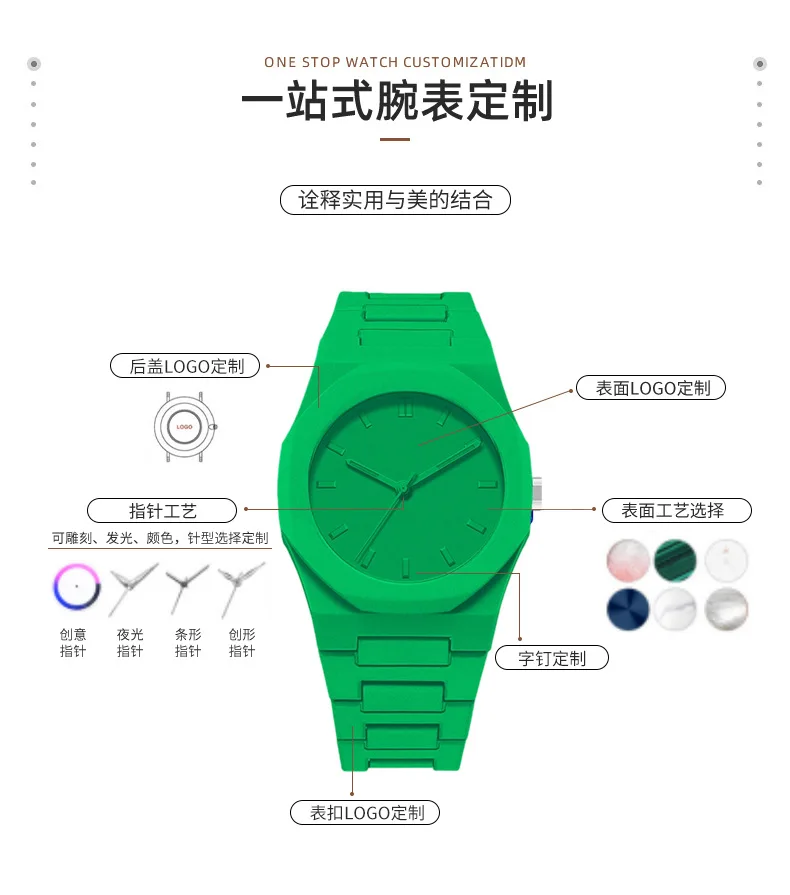 New Personalized and Fashionable Polycarbonate Candy Color DIY Personalized Brand Luminous Quartz Watch for Men and Women