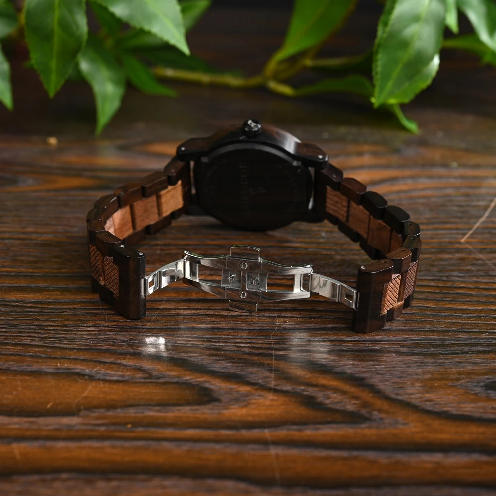 New BOBOBIRD Wood Watch Men's Watches Customized Name Back Case Text Casual Clock Quartz Wristwatch Wedding Watch Wood Box Gift