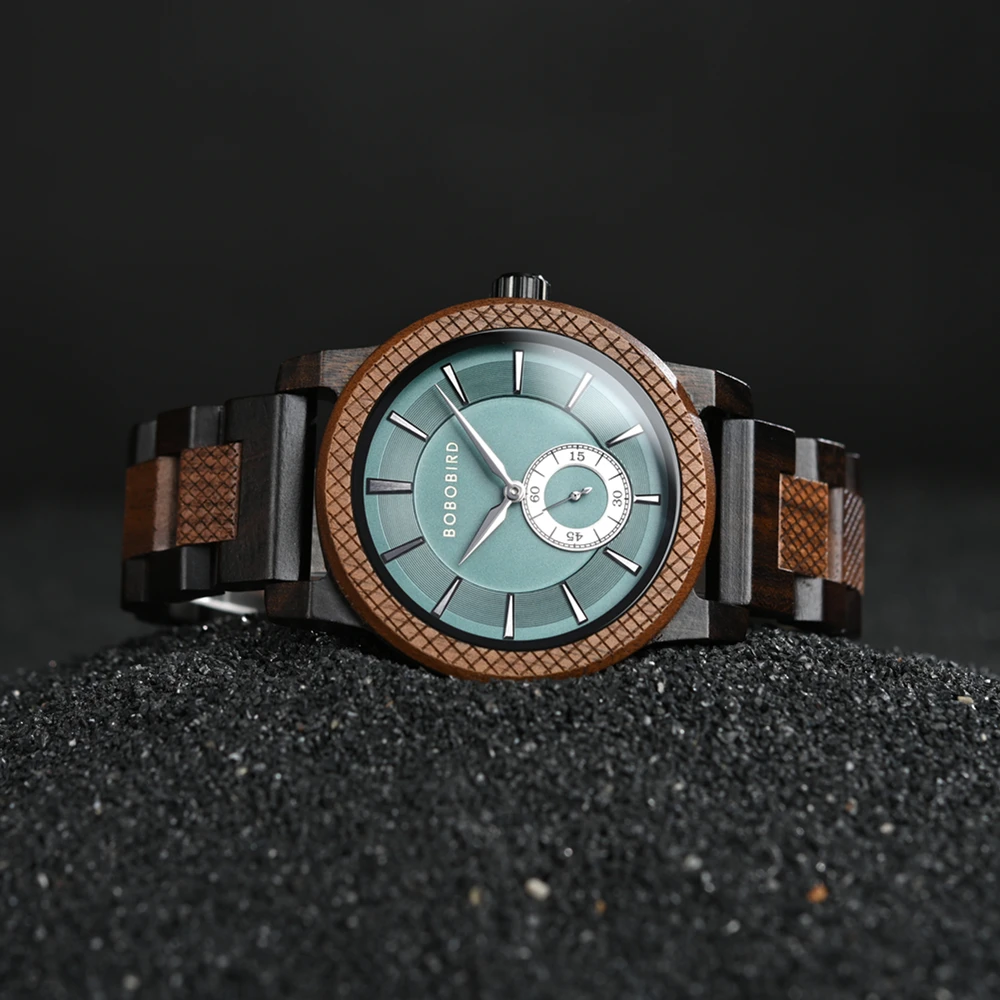 New BOBOBIRD Wood Watch Men's Watches Customized Name Back Case Text Casual Clock Quartz Wristwatch Wedding Watch Wood Box Gift