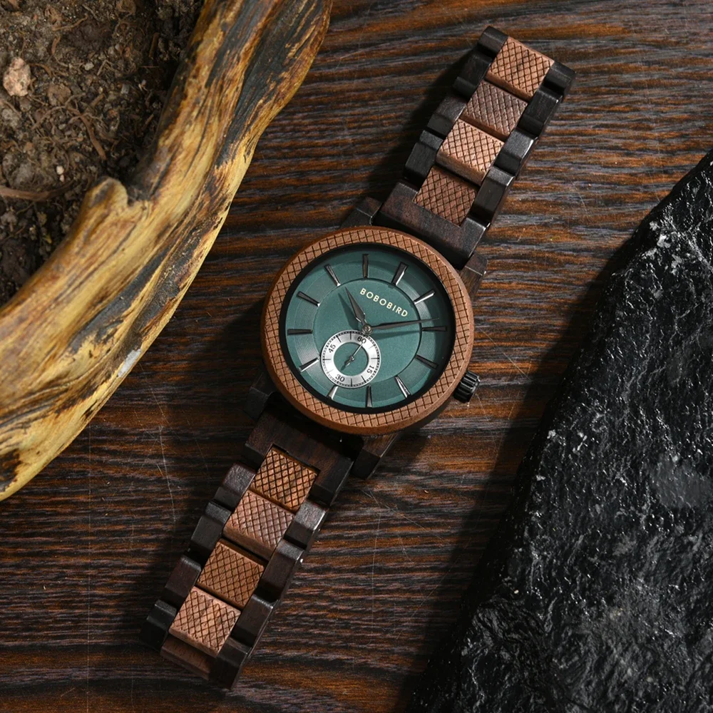New BOBOBIRD Wood Watch Men's Watches Customized Name Back Case Text Casual Clock Quartz Wristwatch Wedding Watch Wood Box Gift