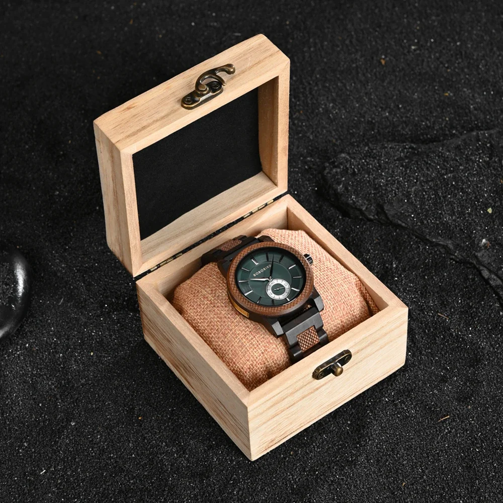 New BOBOBIRD Wood Watch Men's Watches Customized Name Back Case Text Casual Clock Quartz Wristwatch Wedding Watch Wood Box Gift
