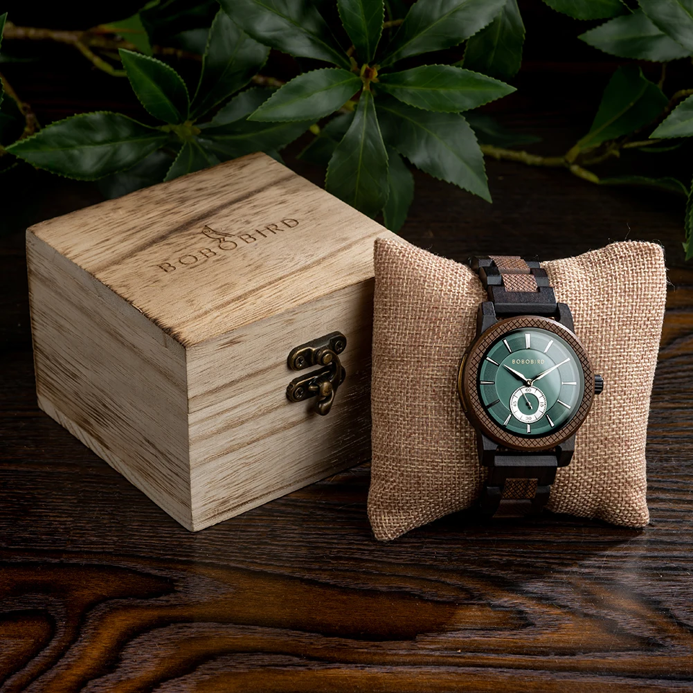 New BOBOBIRD Wood Watch Men's Watches Customized Name Back Case Text Casual Clock Quartz Wristwatch Wedding Watch Wood Box Gift