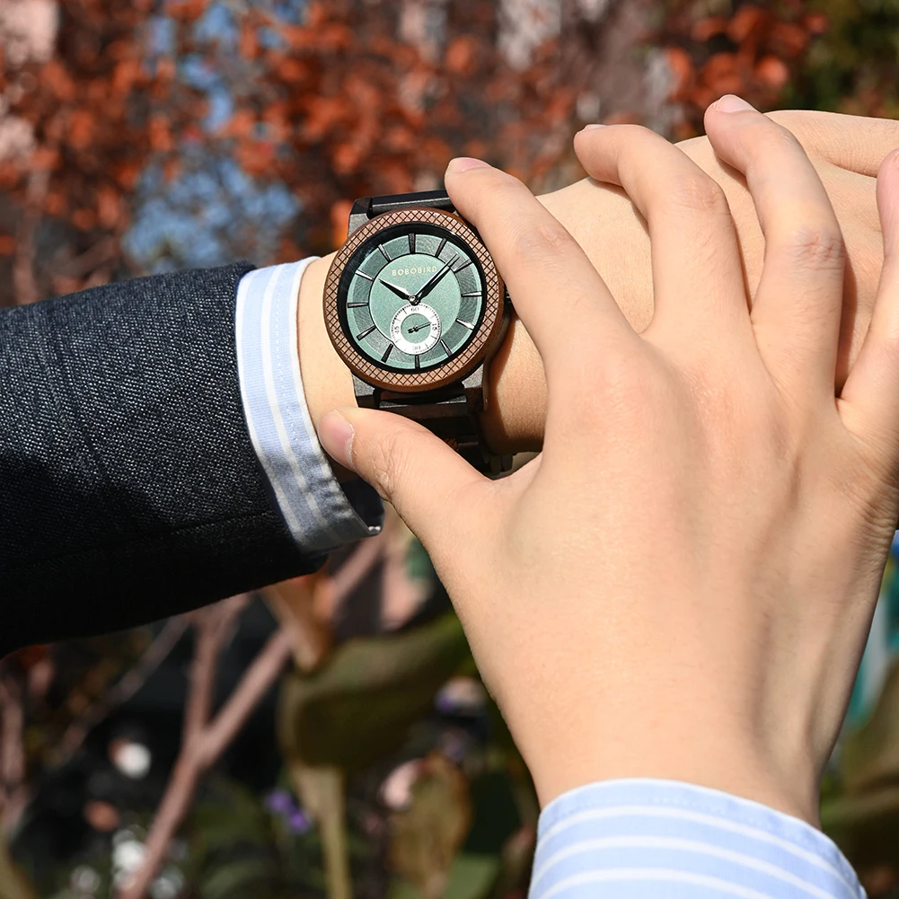 New BOBOBIRD Wood Watch Men's Watches Customized Name Back Case Text Casual Clock Quartz Wristwatch Wedding Watch Wood Box Gift