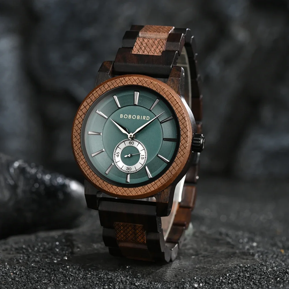 New BOBOBIRD Wood Watch Men's Watches Customized Name Back Case Text Casual Clock Quartz Wristwatch Wedding Watch Wood Box Gift