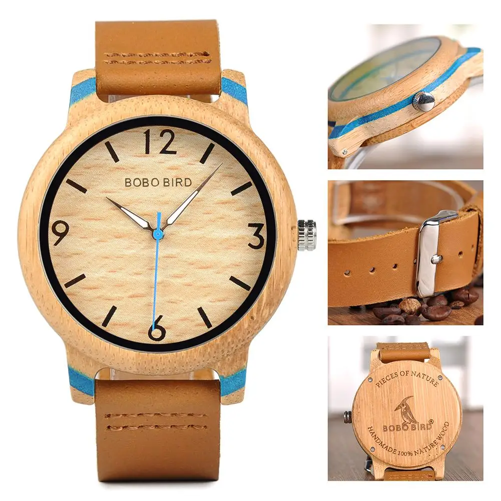 Couple Watch BOBO BIRD Wooden Simple Fashion Leather Wristwatch Men And Women Personality Timepiece Great Gift Reloj Luminous