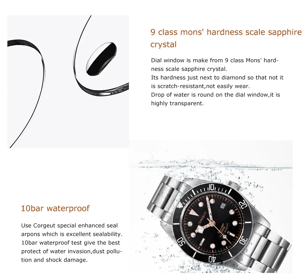 Custom Logo NH35 Movemen Luxury 41mm Biwan Business Men Watches Automatic Mechanical Date Diving Waterproof Glow Watch Corgeut