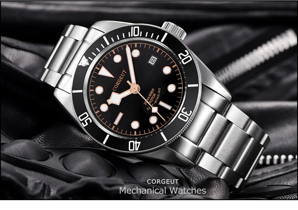 Custom Logo NH35 Movemen Luxury 41mm Biwan Business Men Watches Automatic Mechanical Date Diving Waterproof Glow Watch Corgeut