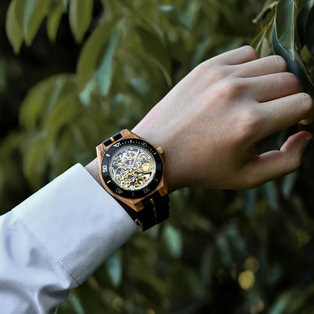Mechanical Watch Men Wooden Watches BOBO BIRD Luxury Fashion Automatic Wristwatch Luminous Timepiece Clock Custom Gift Box OEM