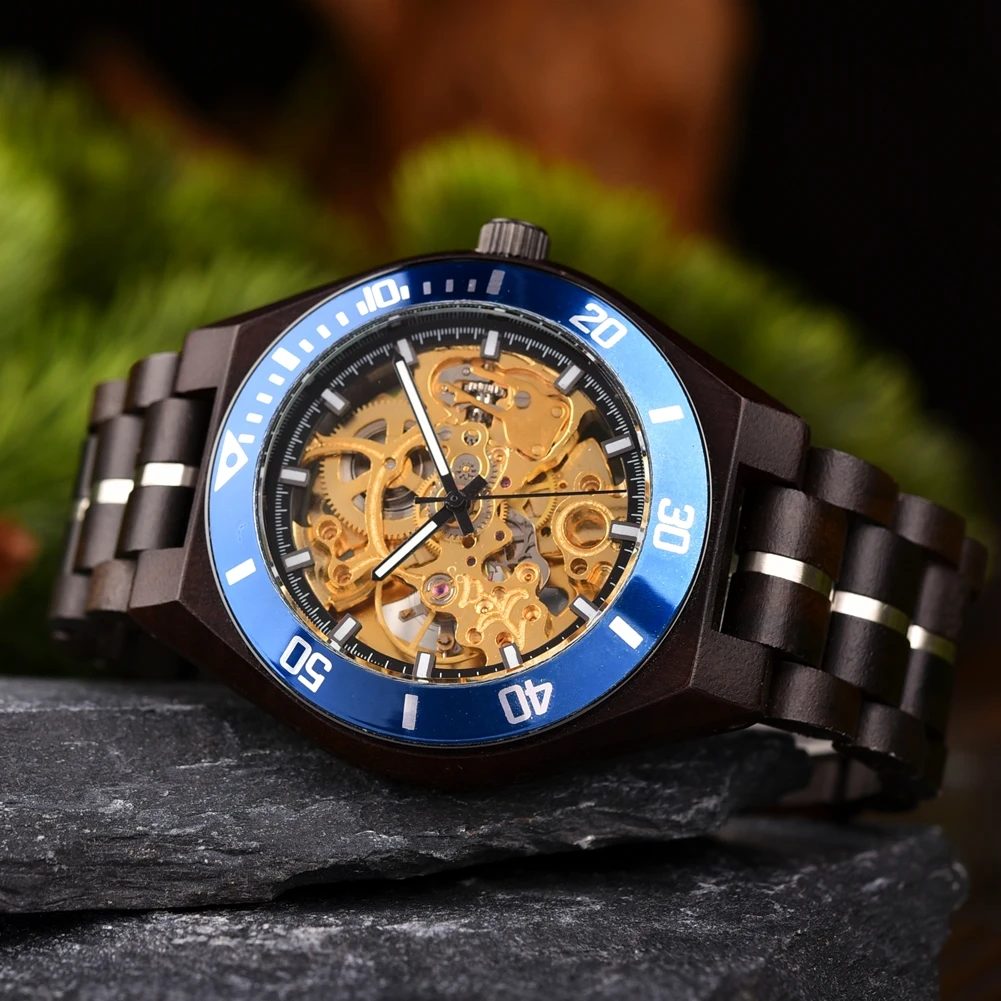 Mechanical Watch Men Wooden Watches BOBO BIRD Luxury Fashion Automatic Wristwatch Luminous Timepiece Clock Custom Gift Box OEM