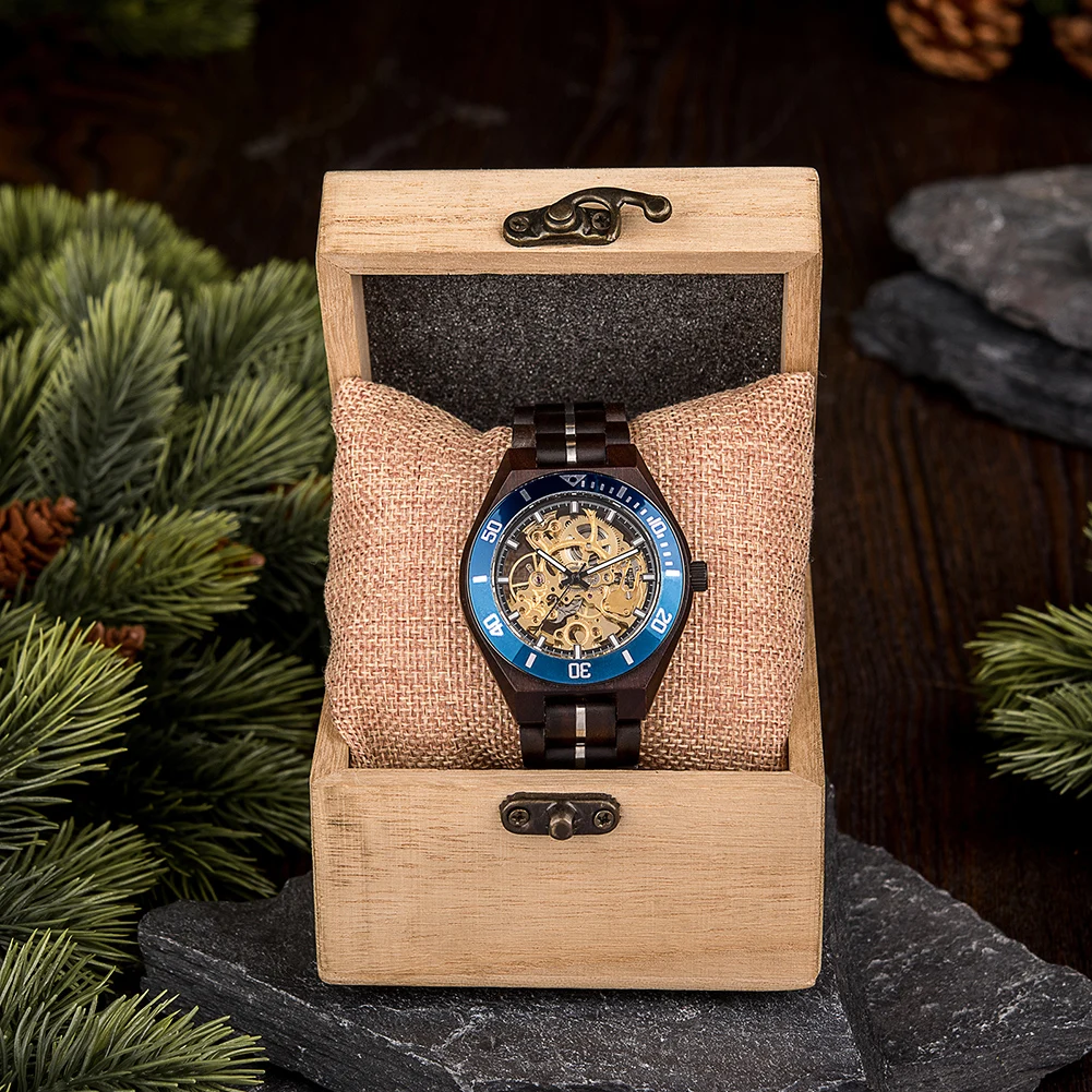 Mechanical Watch Men Wooden Watches BOBO BIRD Luxury Fashion Automatic Wristwatch Luminous Timepiece Clock Custom Gift Box OEM