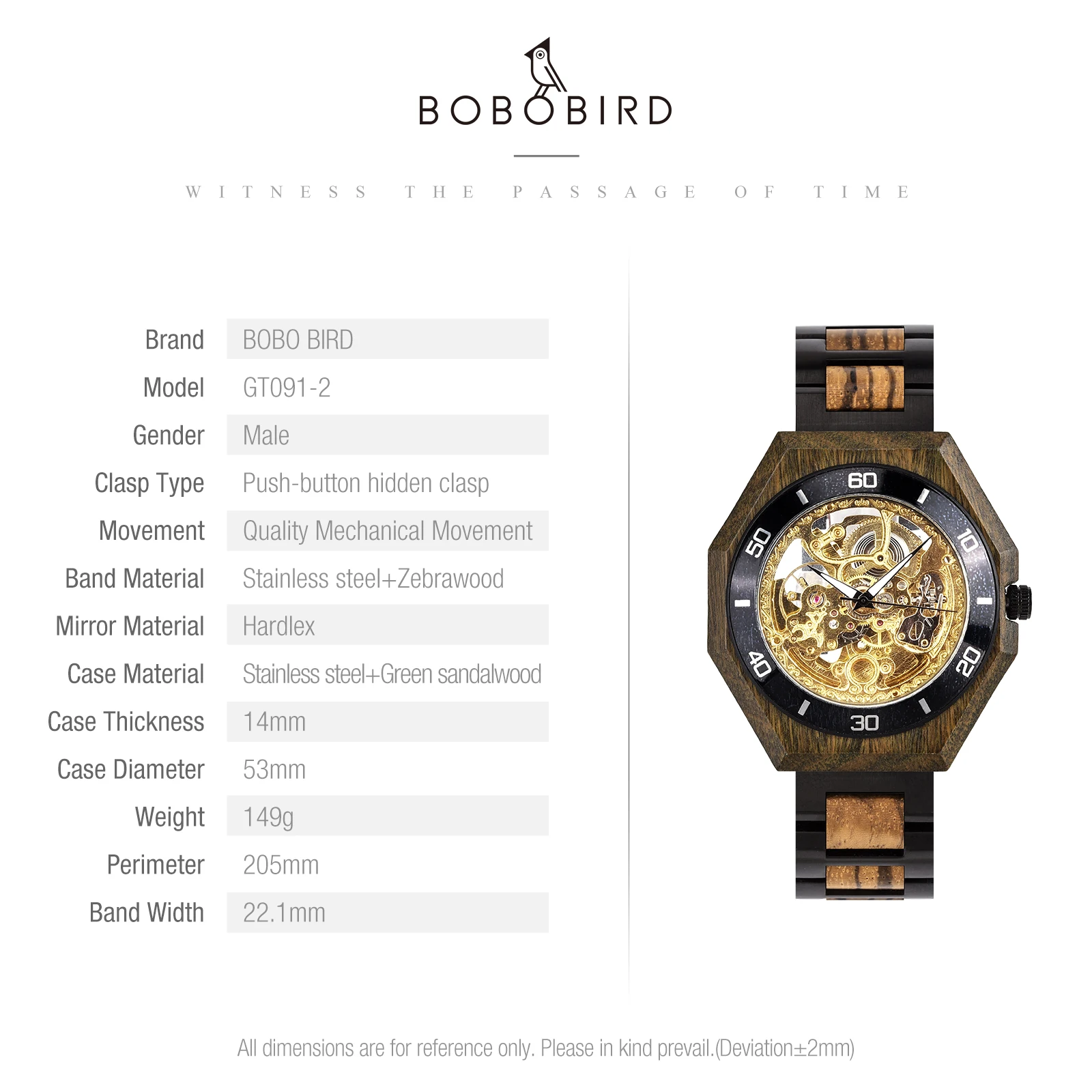 Mechanical Watch Men Wooden Watches BOBO BIRD Luxury Fashion Automatic Wristwatch Luminous Timepiece Clock Custom Gift Box OEM