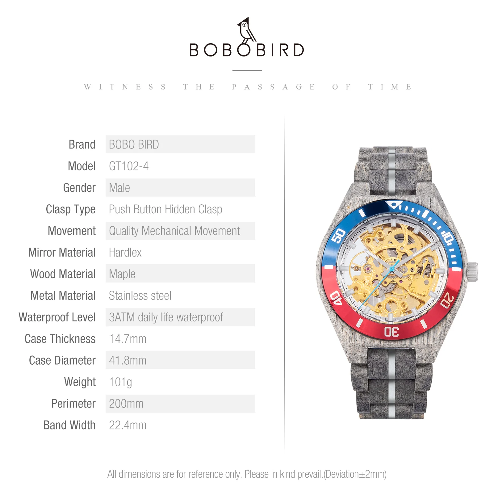 Mechanical Watch Men Wooden Watches BOBO BIRD Luxury Fashion Automatic Wristwatch Luminous Timepiece Clock Custom Gift Box OEM