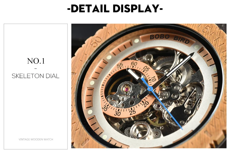 Mechanical Watch Men Wooden Watches BOBO BIRD Luxury Fashion Automatic Wristwatch Luminous Timepiece Clock Custom Gift Box OEM